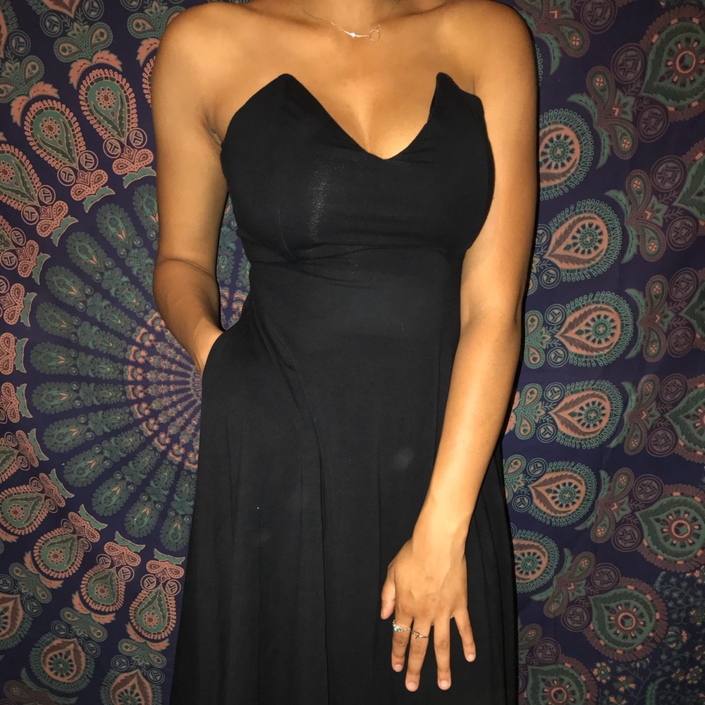 Nasty Gal black strapless midi dress